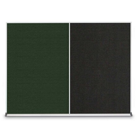 United Visual Products Triple Door Radius Plus Corkboard, 72" x UV8005PLUS-WHITE-KEYLIME